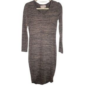 Anthropologie Philosophy Gray Brown Long Sleeve Sweater Sheath Dress Size Small